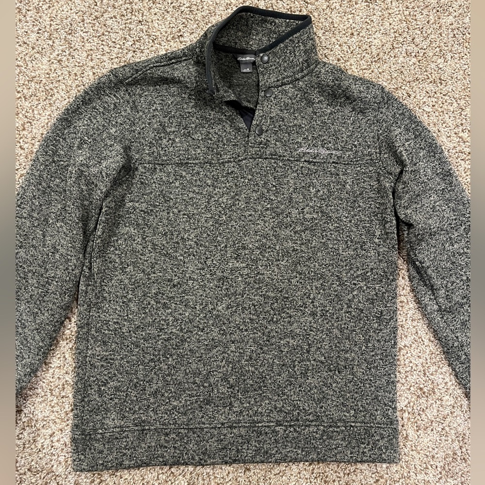 Eddie Bauer 1/4 snap pullover fleece, charcoal, men’s M